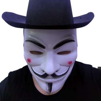 Siyah Renkli Delikli Çocuk Boy Vendetta Şapkası ve Vendetta Maskesi Siyah Renkli Delikli Çocuk Boy Vendetta Şapkası ve Vendetta Maskesi