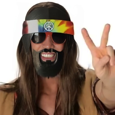 Siyah Saçlı Bandana Hippi Parti Gözlüğü Siyah Saçlı Bandana Hippi Parti Gözlüğü