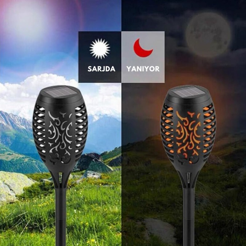 Solar Alev Efektli Bahçe Lambası Solar Alev Efektli Bahçe Lambası