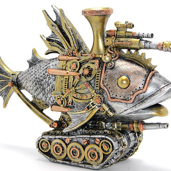 Steampunk Polyester Tasarım Balık Figürü Steampunk Polyester Tasarım Balık Figürü