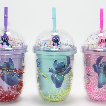 Stitch Figürlü Pipetli Kapaklı Kupa Bardak Stitch Figürlü Pipetli Kapaklı Kupa Bardak