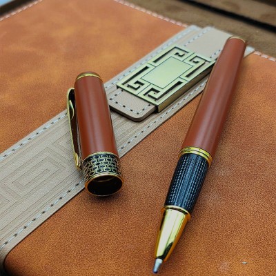 Taba Rengi Termo Deri Defter Ve Metal Roller Kalem Seti Taba Rengi Termo Deri Defter Ve Metal Roller Kalem Seti