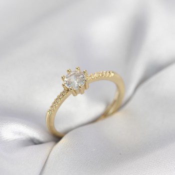Tek Taş Model Gold Renk Zirkon Taşlı Kadın Yüzük Tek Taş Model Gold Renk Zirkon Taşlı Kadın Yüzük
