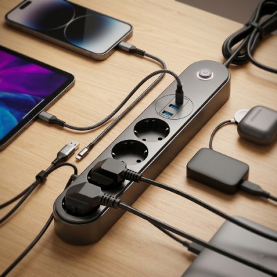 Termal Akım Korumalı 4 Prizli USB Girişli Uzatma Kablosu Termal Akım Korumalı 4 Prizli USB Girişli Uzatma Kablosu