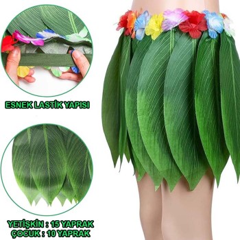 Tropikal Esintili Hawaii Yapraklı Parti Eteği Yetişkin Boy Tropikal Esintili Hawaii Yapraklı Parti Eteği Yetişkin Boy