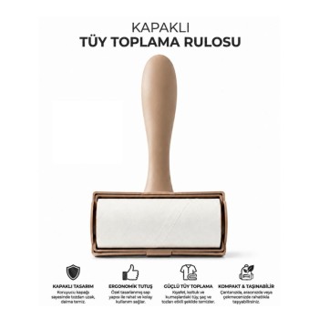 Tüy Toplama Rulosu - Kapaklı - Ergonomik - Taşınabilir Tüy Toplama Rulosu - Kapaklı - Ergonomik - Taşınabilir