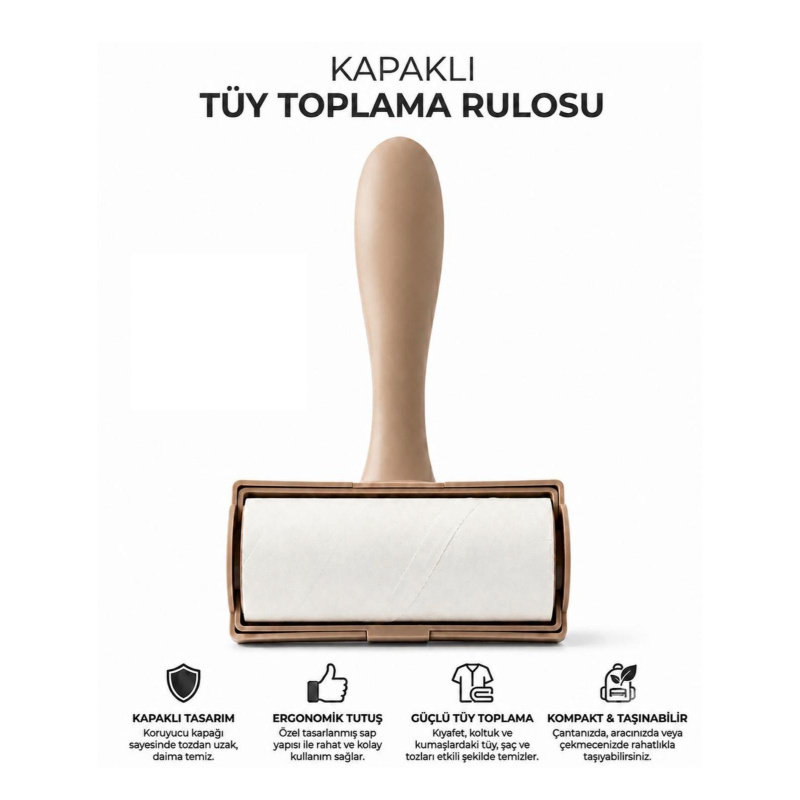 Tüy Toplama Rulosu - Kapaklı - Ergonomik - Taşınabilir Tüy Toplama Rulosu - Kapaklı - Ergonomik - Taşınabilir