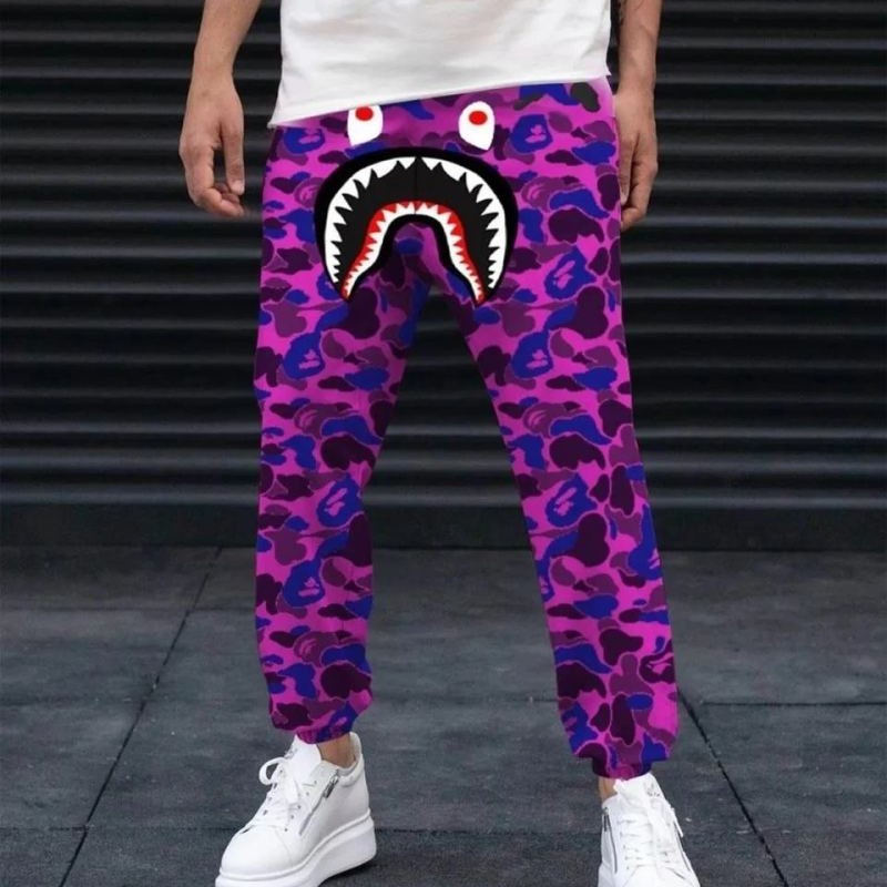 Unisex Pubg Bape x Shark Eşofman Altı - Mor Unisex Pubg Bape x Shark Eşofman Altı - Mor