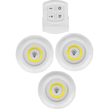 Uzaktan Kumandalı Yapışkanlı 3'lü Led Spot Lamba Uzaktan Kumandalı Yapışkanlı 3'lü Led Spot Lamba