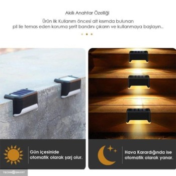 WaterProof Solar Merdiven Lambası 4 Adet WaterProof Solar Merdiven Lambası 4 Adet