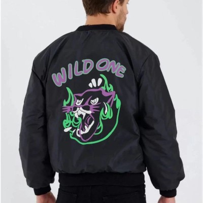Wild One Baskılı Erkek Bomber Mont – Panter Desenli, Fermuarlı, Kapitone Astarlı Ceket - Siyah Wild One Baskılı Erkek Bomber Mont – Panter Desenli, Fermuarlı, Kapitone Astarlı Ceket - Siyah