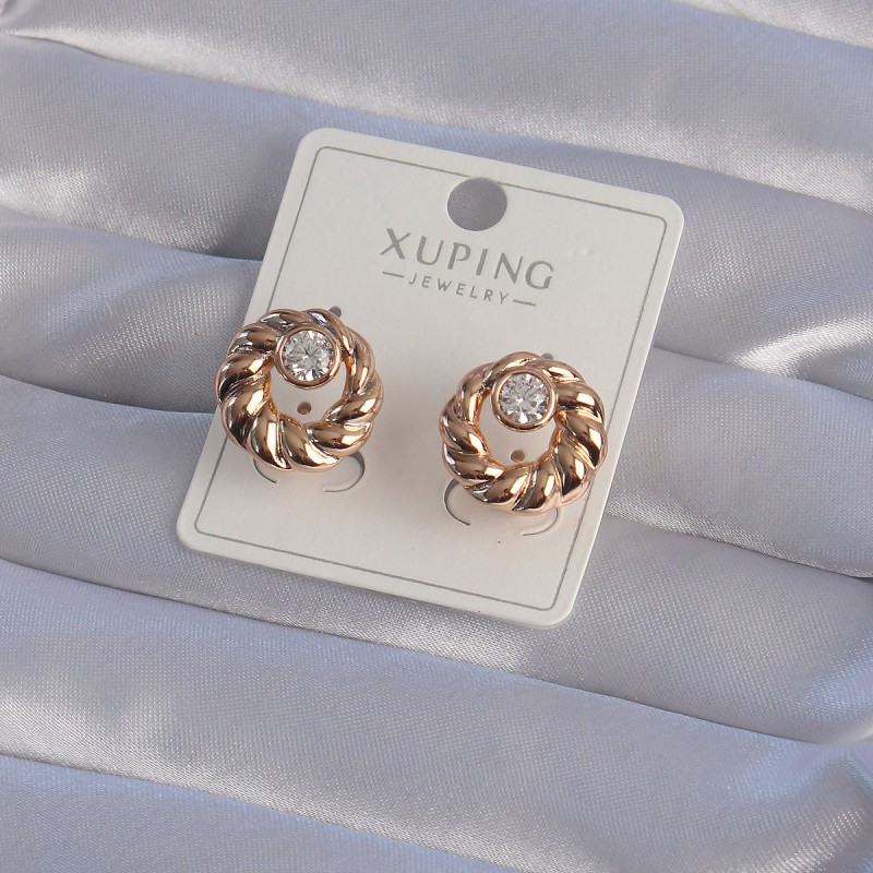 XUPİNG Rose Renk Oval Zirkon Taşlı Burgu Model Küpe XUPİNG Rose Renk Oval Zirkon Taşlı Burgu Model Küpe