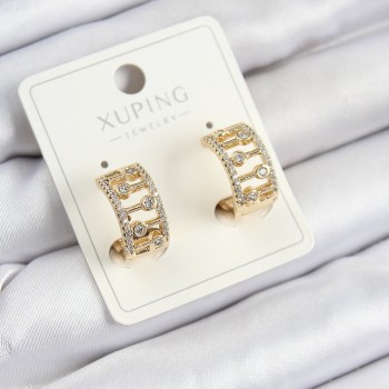 Xuping Zirkon Taşlı Çit Halka Model Gold Renk Kadın Küpe Xuping Zirkon Taşlı Çit Halka Model Gold Renk Kadın Küpe