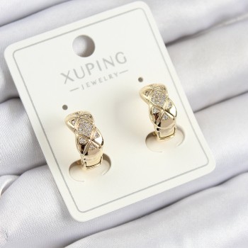Xuping Zirkon Taşlı Geometrik Desenli Halka Model Gold Renk Kadın Küpe Xuping Zirkon Taşlı Geometrik Desenli Halka Model Gold Renk Kadın Küpe