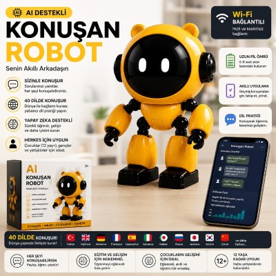 Yapay Zeka Robotu - Wi-Fi Uygulamalı - Konuşma Özellikli - Teknolojik Oyuncak Yapay Zeka Robotu - Wi-Fi Uygulamalı - Konuşma Özellikli - Teknolojik Oyuncak