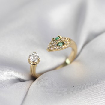 Yılan Model Zirkon Taşlı Gold Renk Kadın Yüzük Yılan Model Zirkon Taşlı Gold Renk Kadın Yüzük