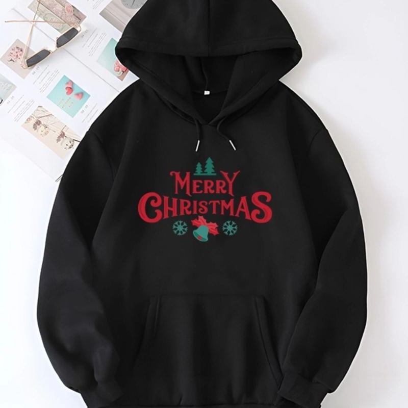 Yılbaşı Merry Christmas Baskılı Oversize Kapüşonlu Sweatshirt Hoodie - Siyah Yılbaşı Merry Christmas Baskılı Oversize Kapüşonlu Sweatshirt Hoodie - Siyah