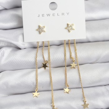 Yıldız Model Gold Renk Pirinç Sallantılı Kadın Küpe Yıldız Model Gold Renk Pirinç Sallantılı Kadın Küpe
