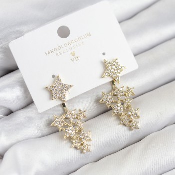 Yıldız Model Gold Renk Zirkon Taşlı Küpe Yıldız Model Gold Renk Zirkon Taşlı Küpe
