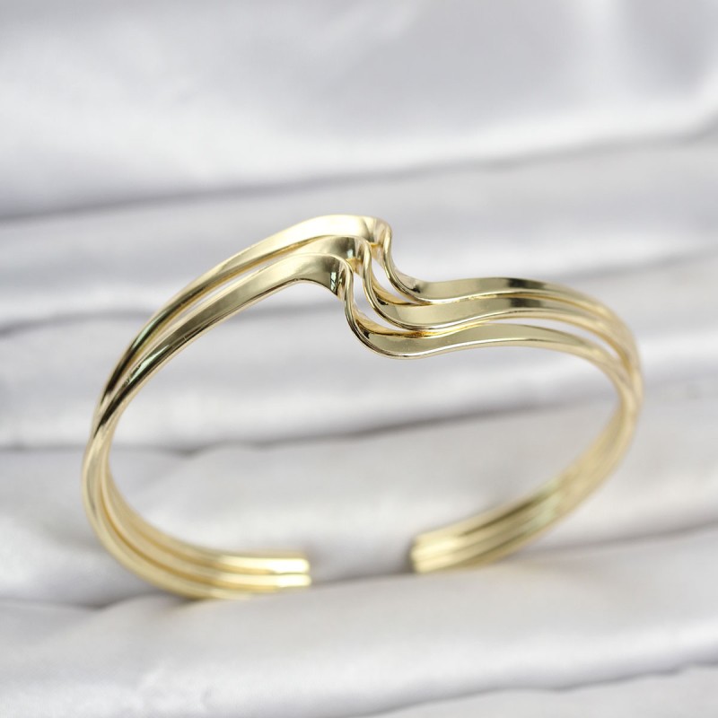Zikzak Model Gold Renk Pirinç Kadın Bileklik Zikzak Model Gold Renk Pirinç Kadın Bileklik