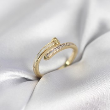 Zirkon Taşlı Gold Renk Yassı Çivi Model Kadın Yüzük Zirkon Taşlı Gold Renk Yassı Çivi Model Kadın Yüzük