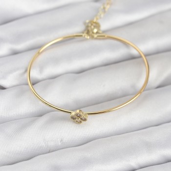 Zirkon Taşlı Yonca Model Gold Renk Kadın Bileklik Zirkon Taşlı Yonca Model Gold Renk Kadın Bileklik